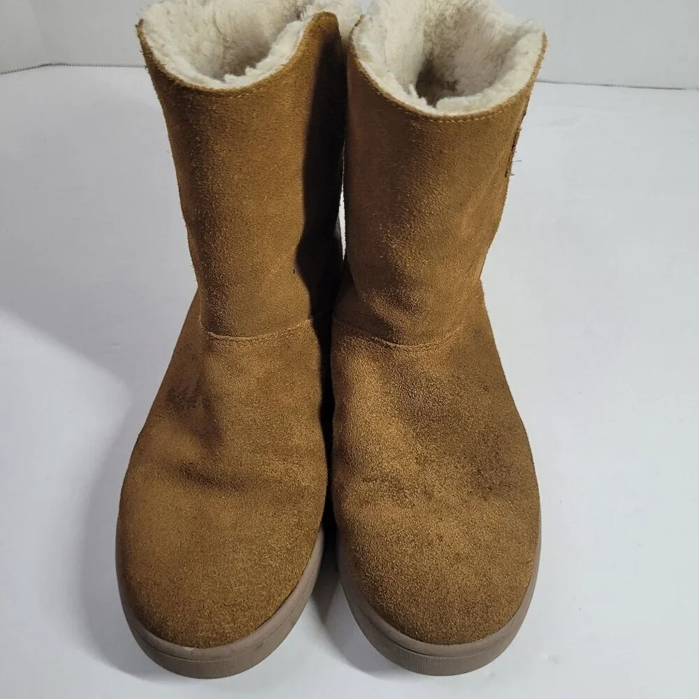 Koolaburra By UGG Girls Youth Short Suede Shearling‎ Boots Size 3 Tan 1096445